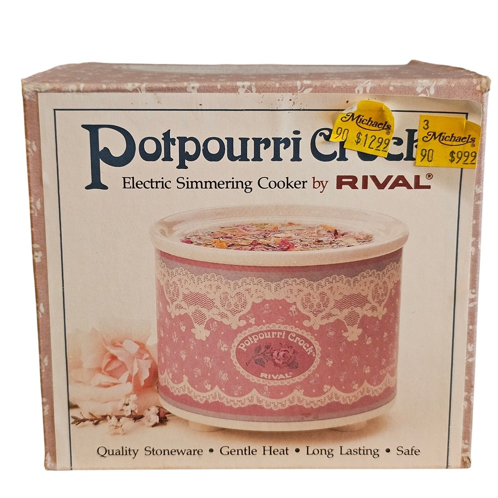 Vintage Rival Potpourri Crock Model 3206 Electric Simmering Cooker Pink Floral